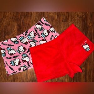EUC Hello Kitty 2 Pair Bundle Fleece Sleep Shorts PJs XL